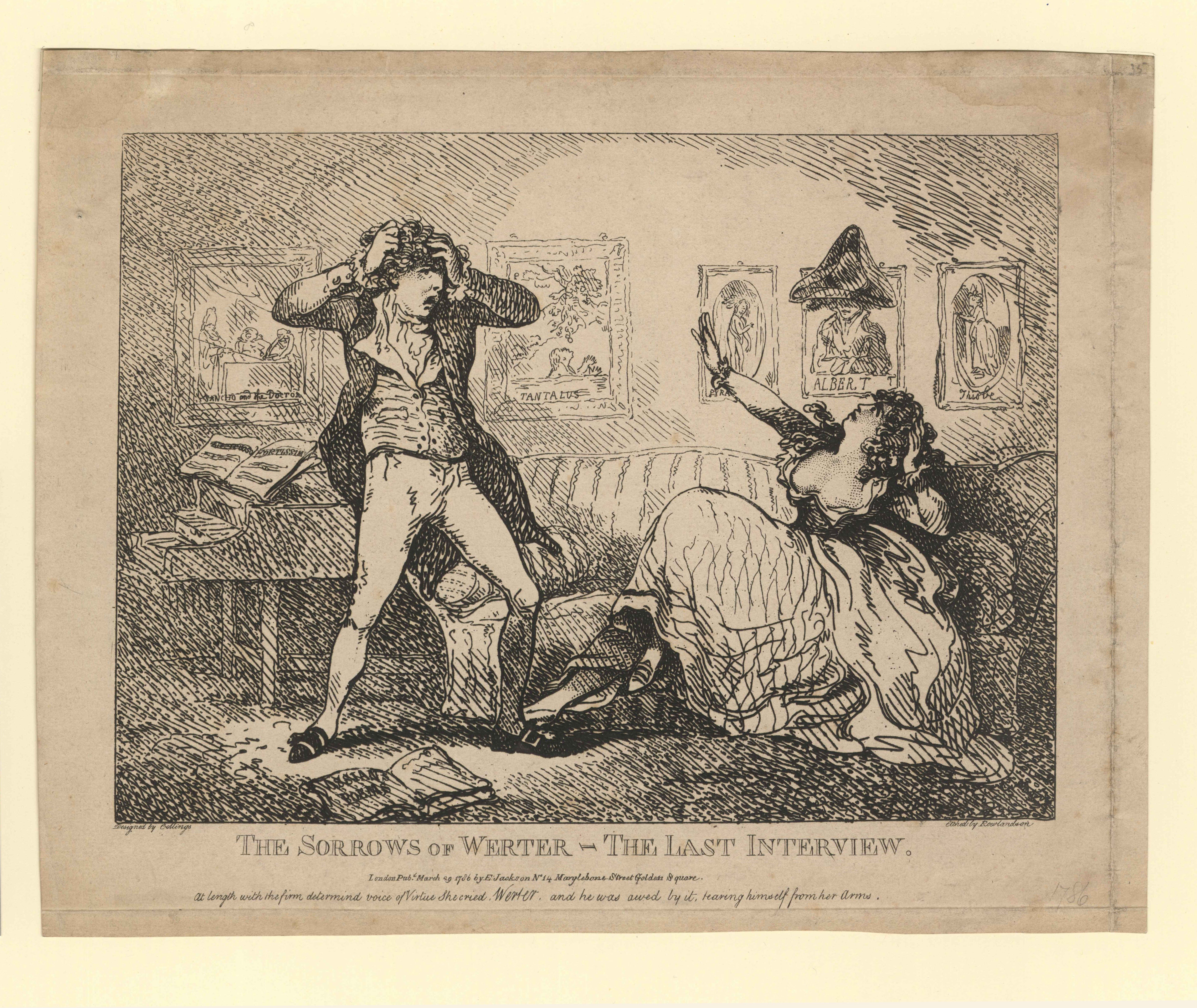 Thomas Rowlandson, "The Sorrows of Werter - The Last Interview".