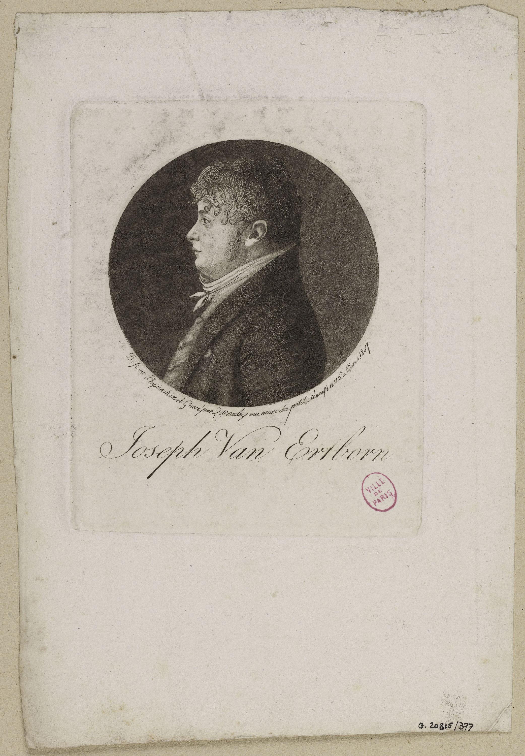 Edmé Quenedey, Portrait de Monsieur Joseph Van Ertborn