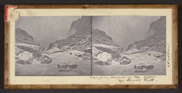 Carleton Watkins, "View from the foot of the Upper Yo Semite Fall"