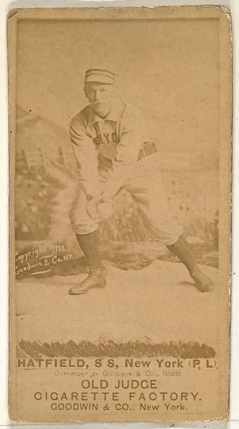 Goodwin & Company, Gil Hatfield, Shortstop, New York, from the Old Judge series (N172) for Old Judge Cigarettes