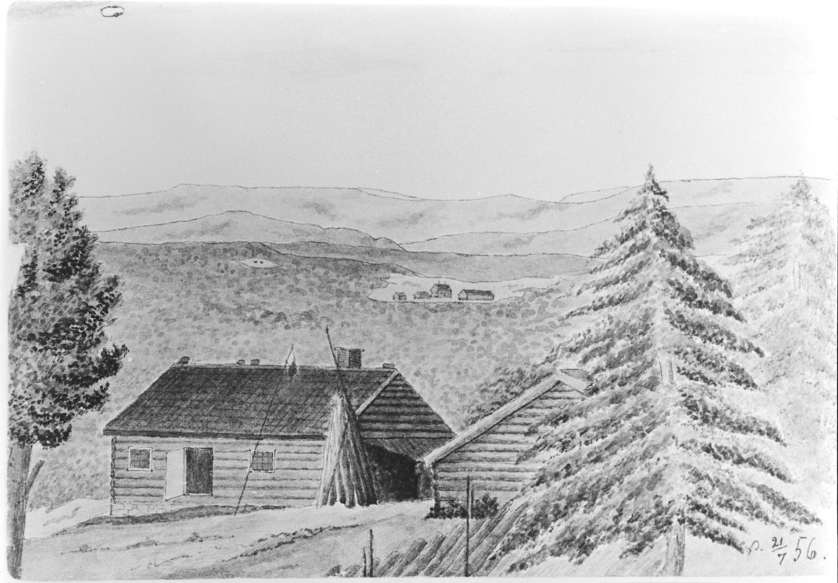Anno Domkirkeodden, TEGNING, EKSTERIØR: HVALSVEEN NEDRE, TEGNET AV: ANDREAS WULFSBERG GRØTTING