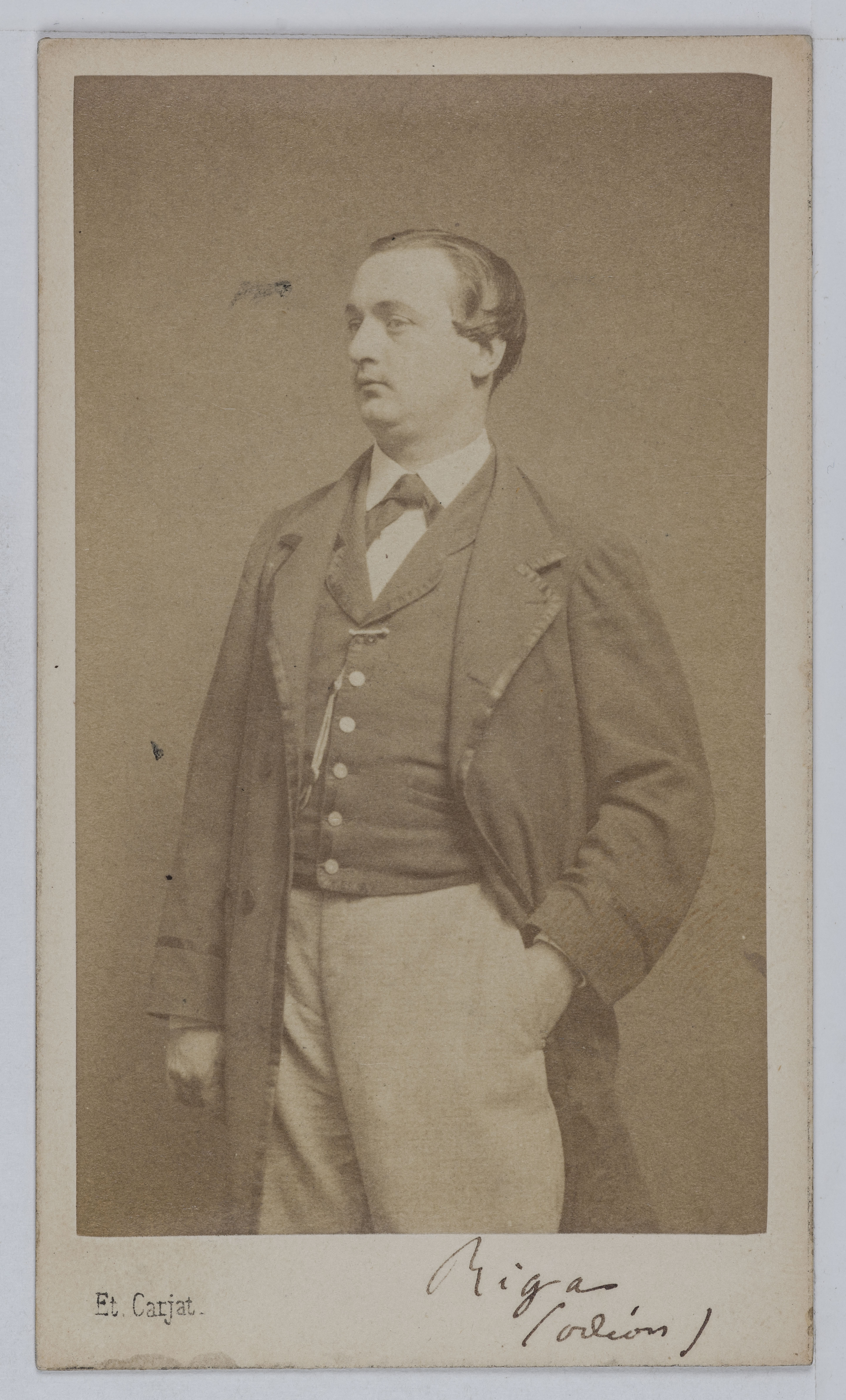 Carjat & Cie, Portrait de Jean J. E. Alfred Riga (1837-1883), acteur de théâtre entre 1854 et 1871.