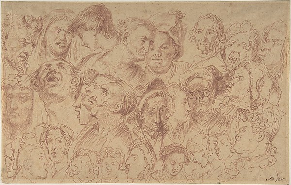 William Hogarth, Sheet of Studies of Heads
