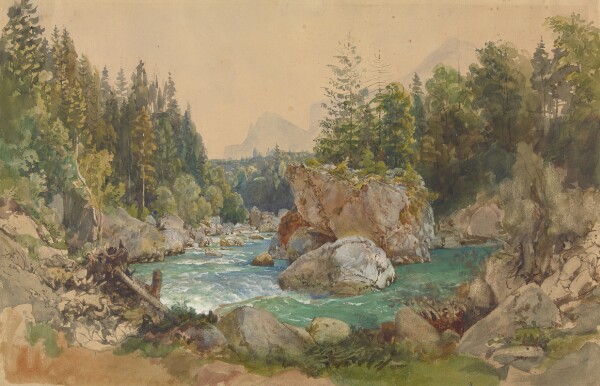 Thomas Ender, Wooded River Landscape in the Alps