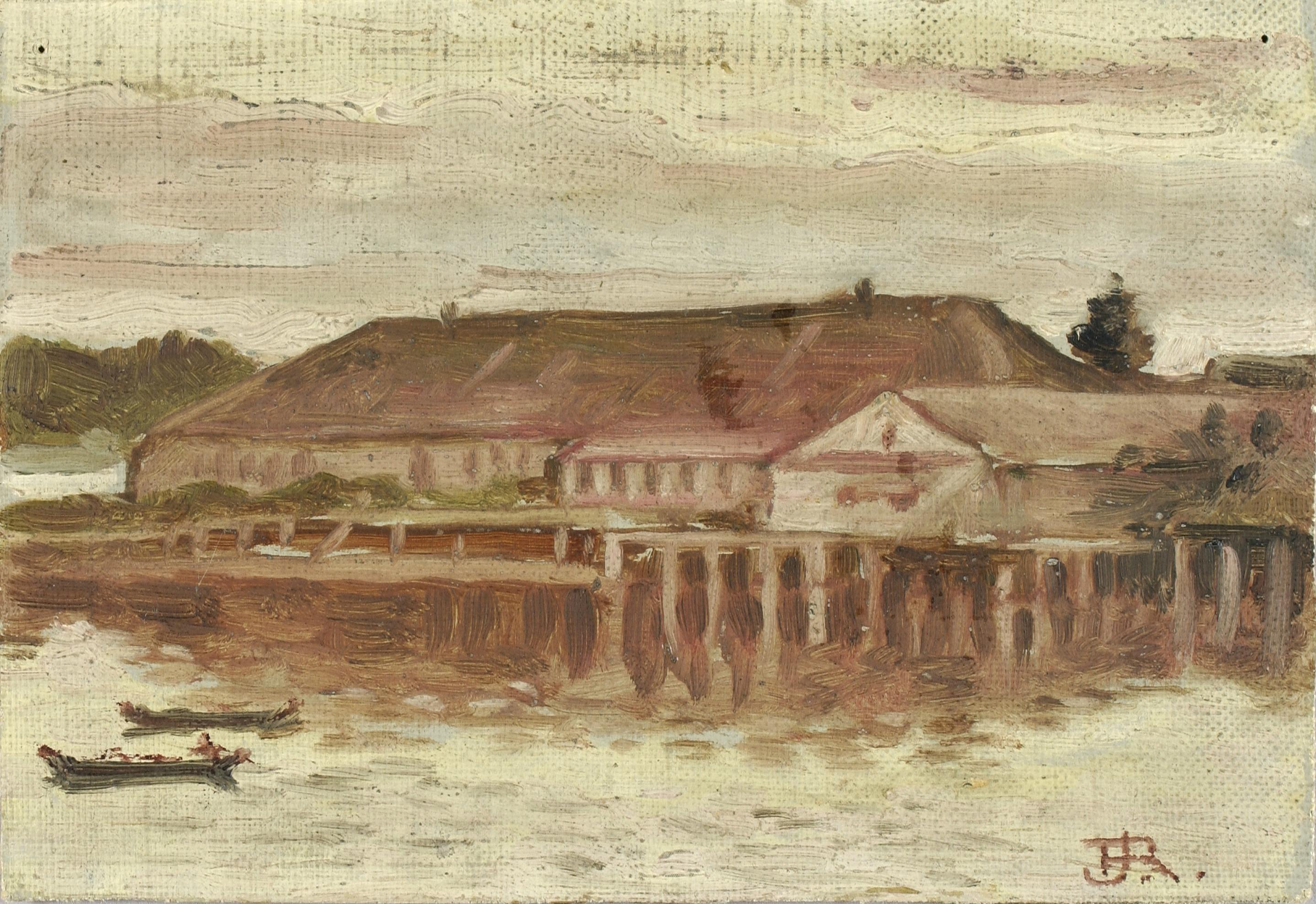 Theodore J. Richardson, Trading Post and Wharf Buildings, Sitka, Evening