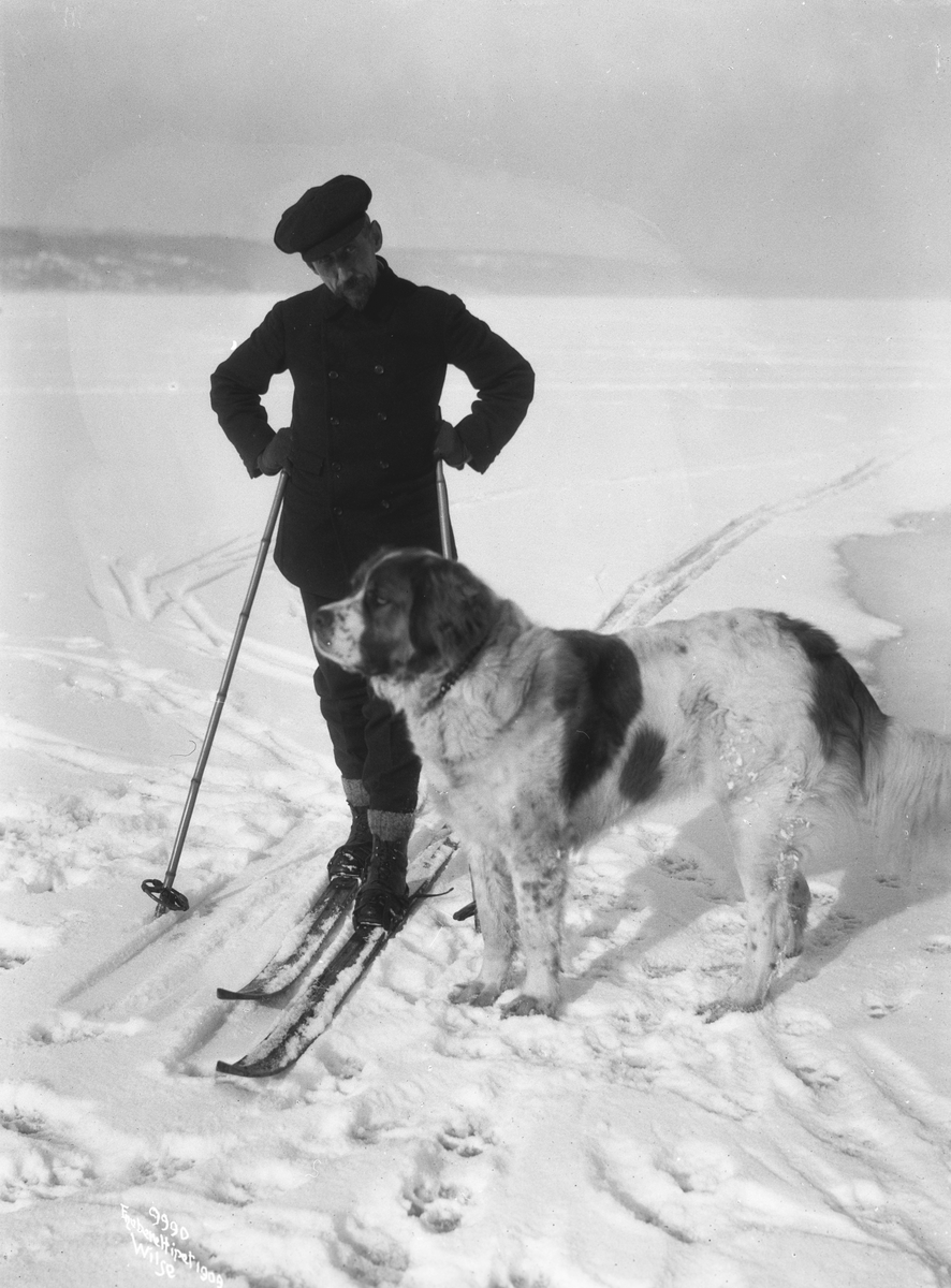 Anders Beer Wilse, Prot: Roald Amundsen - med sin hund paa Ski 7/3 1909