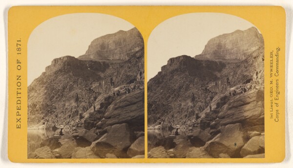Timothy H. O'Sullivan, View of Grand Canon walls, near mouth of Diamond River. From water line to first shelf 1,500 feet; from shelf to top of table...