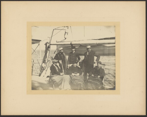 Unknown, [Group portrait of men on boat]