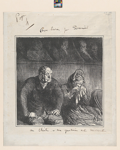 Honoré Daumier, In the theater - a gripping fourth act, from 'Theater sketches'