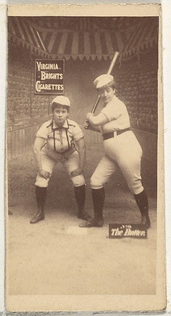 Allen & Ginter, The Batter, from the Girl Baseball Players series (N48, Type 2) for Virginia Brights Cigarettes