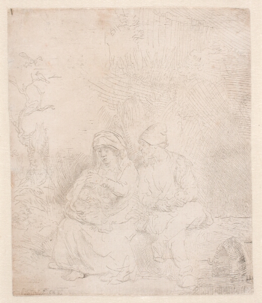 Rembrandt van Rijn, Hvile på flugten til Egypten. Let ætset