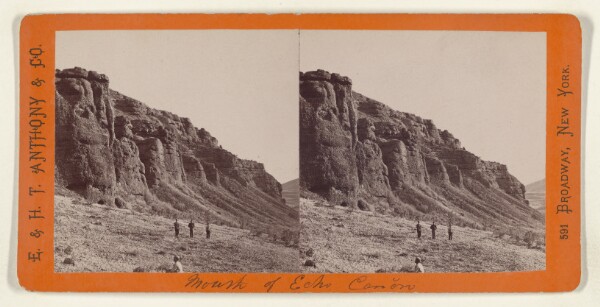 Edward and Henry T. Anthony & Co., Egyptian Tombs on the Bluff, Mouth of Echo Canyon. Union Pacific Rail Road.