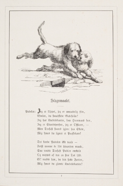 H.P. Hansen, Slagsmaalet. Illustration til H.V. Kaalund, "Fabler for Børn"