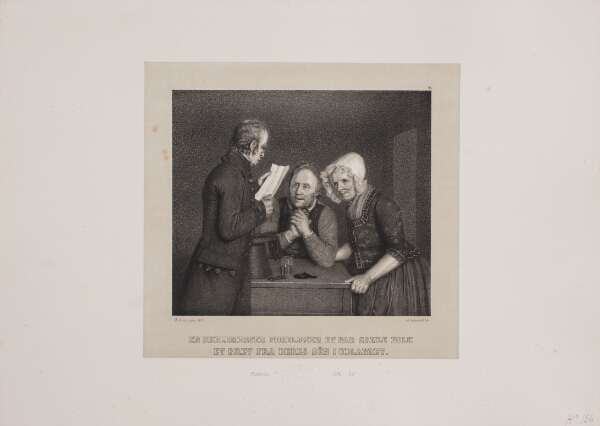Adolph Kittendorff, En skolemester forelæser et par gamle folk et brev fra deres søn i udlandet.