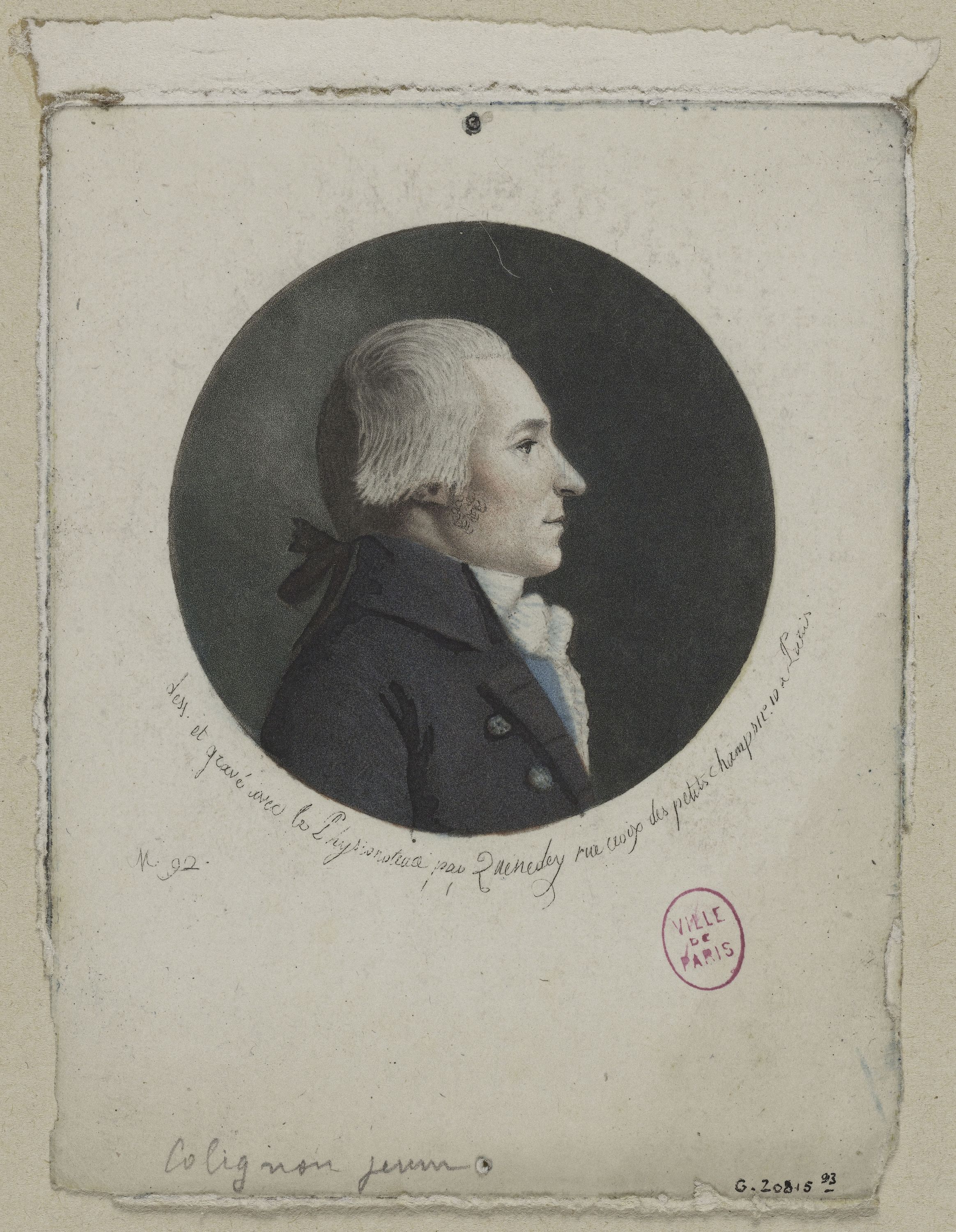 Edmé Quenedey, Portrait de Monsieur Colignon, jeune