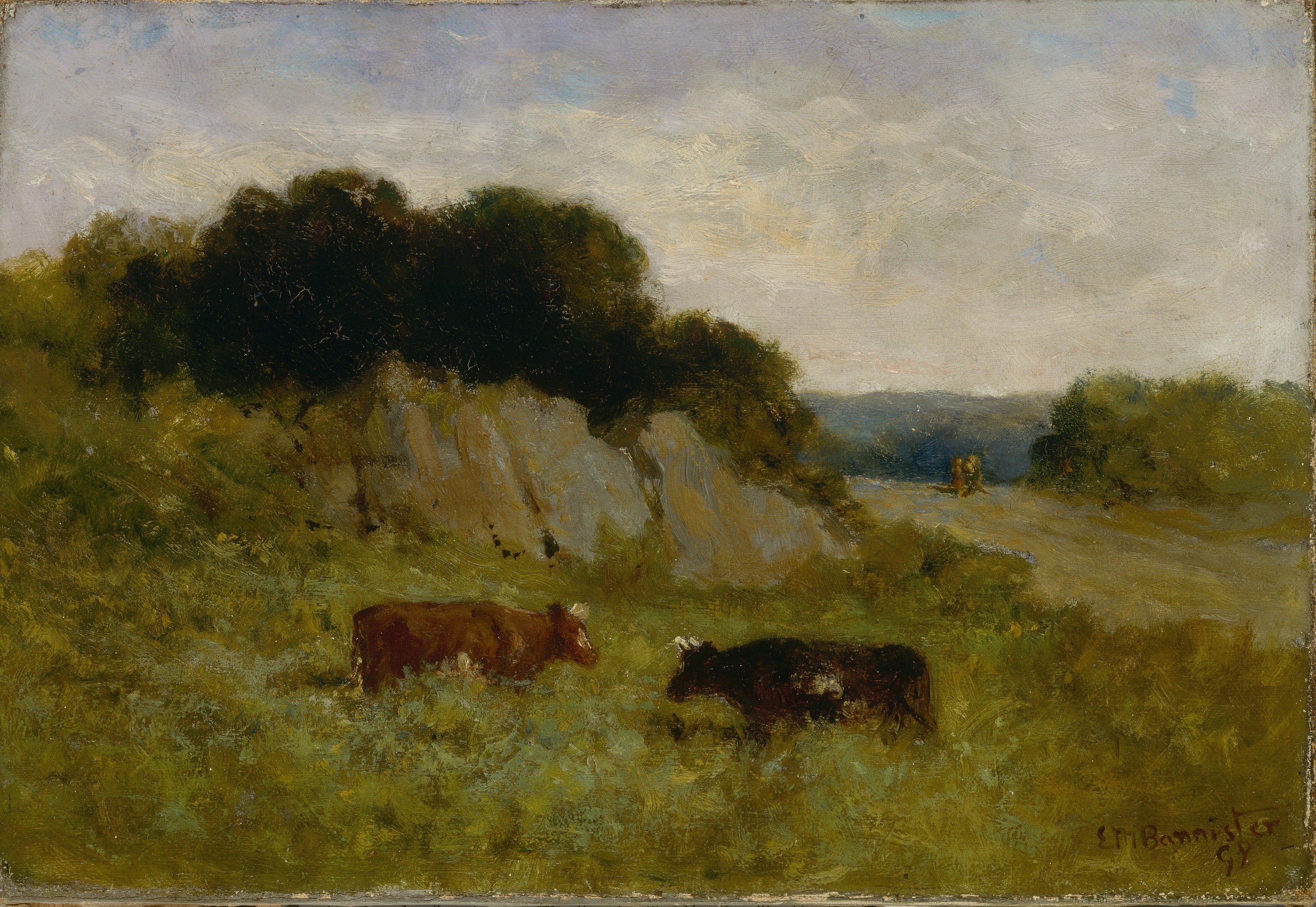 Edward Mitchell Bannister, Untitled (landscape with two cows)