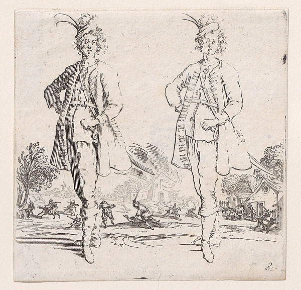 Jacques Callot, Le Turc Vu de Face, La Main Droite Posée sur la Hanche (Front View of the Turk, Right Hand Placed on Hip), plate 3 from "Varie Figure" (Various Figures)
