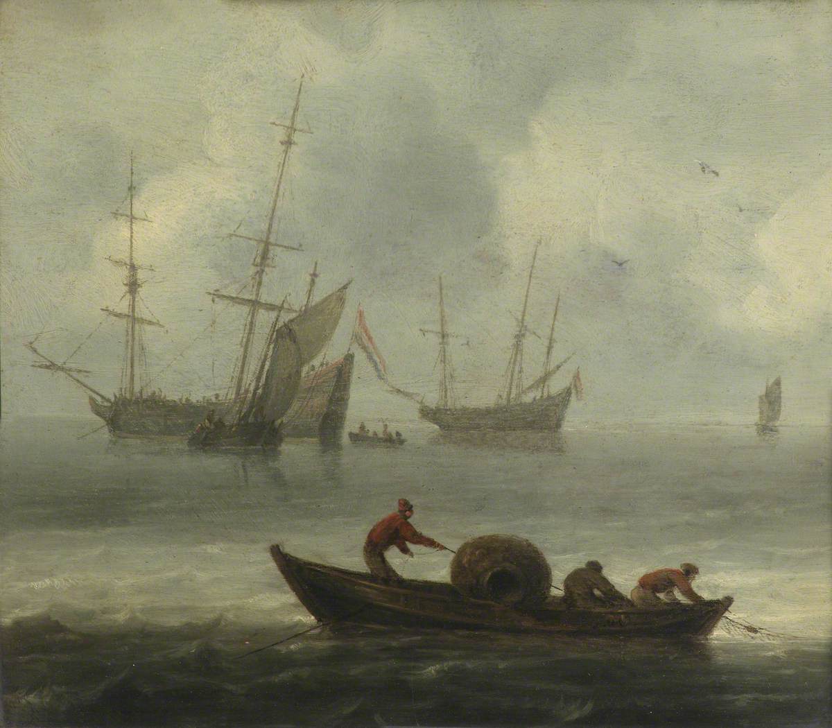 Unknown artist, Men hauling a net