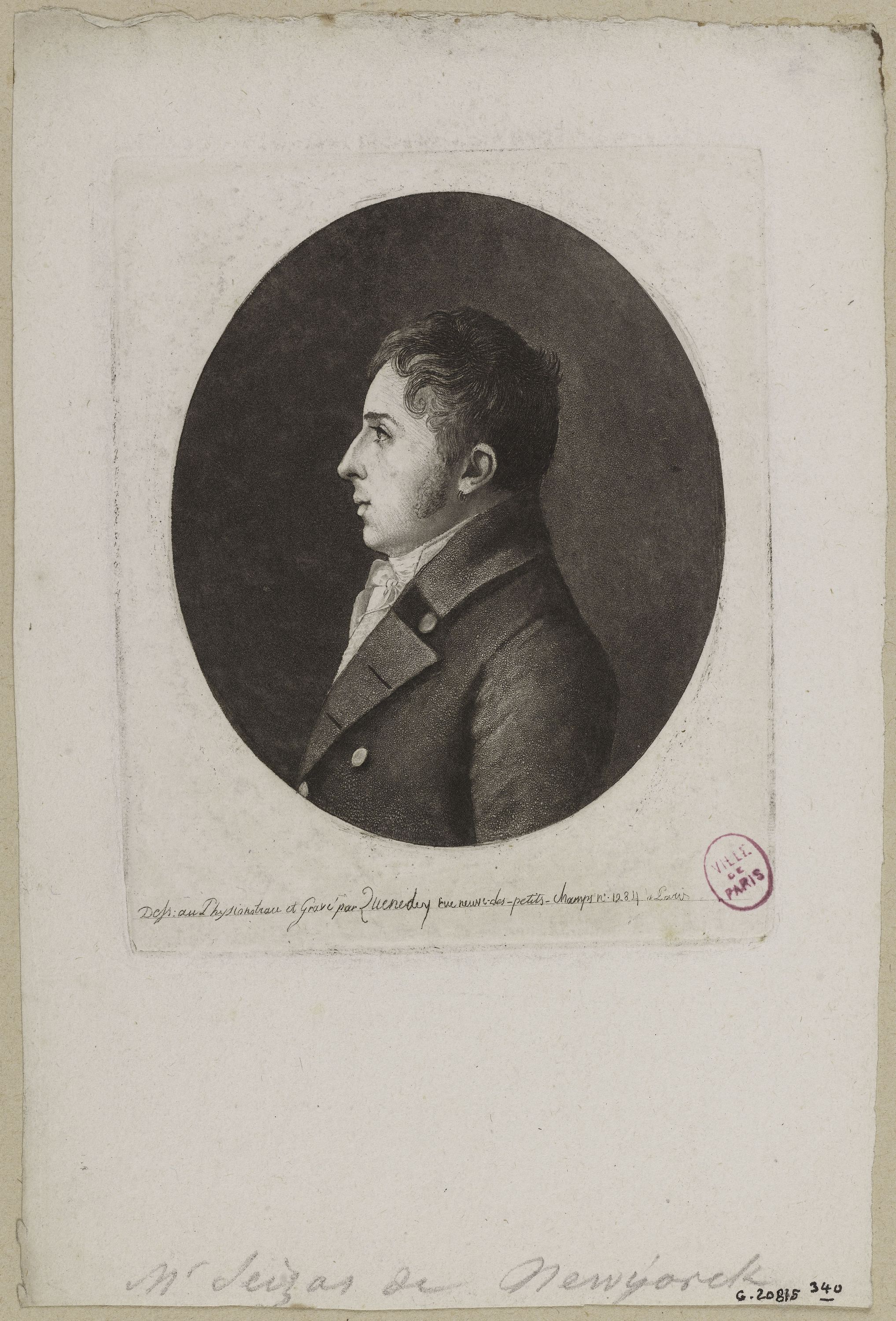 Edmé Quenedey, Portrait de Monsieur Seizas de New York