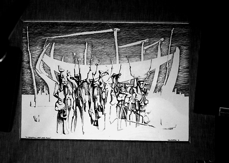 Knut Borg, Drawing. Motif: Motif Attitudes (1950). Artist: Folke Dahlberg, 1912-1966. Memorial Exhibition organized by Örebro läns Museum 1967.