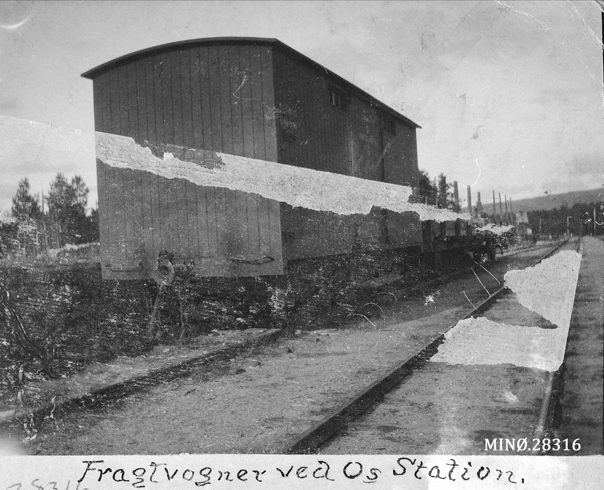 Rugsveen, Johan, Undseth, "Fragtvogner ved Os station"