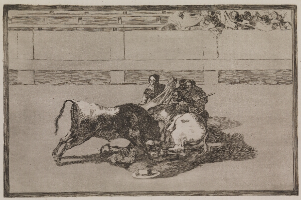 Francisco de Goya, En picador bliver kastet af hesten og styrter under tyren