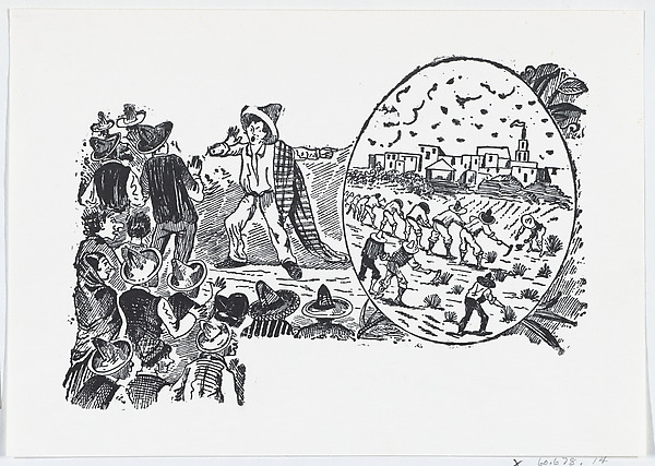 José Guadalupe Posada, A man warning townspeople about what could happen to them from a broadside entitled 'Deportados a las Islas Marias'