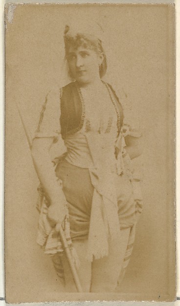 W. Duke, Sons & Co., [Actress holding wooden cane], from the Actors and Actresses series (N145-8) issued by Duke Sons & Co. to promote Duke Cigarettes