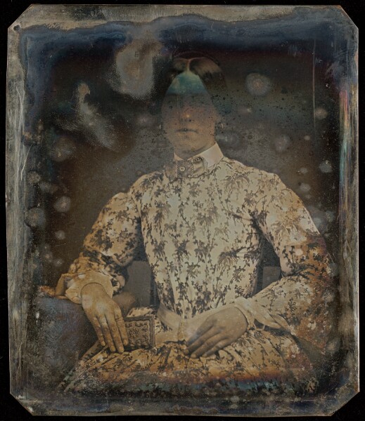 Unknown, [Portrait of a Seated Woman Holding a Thermoplastic or Union Case]