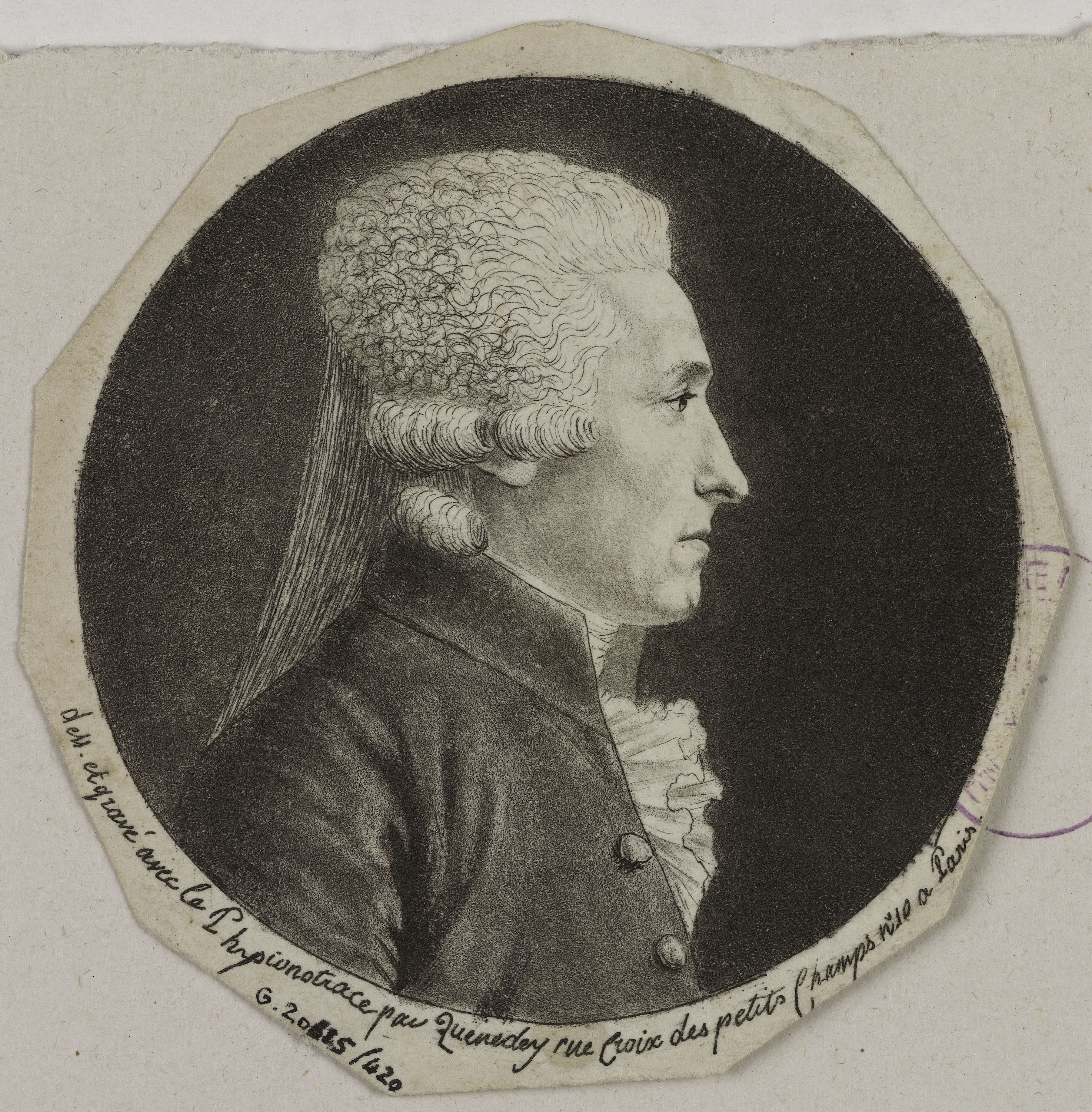 Edmé Quenedey, Portrait d'un homme, fin XVIIIème siècle/début XIXème siècle