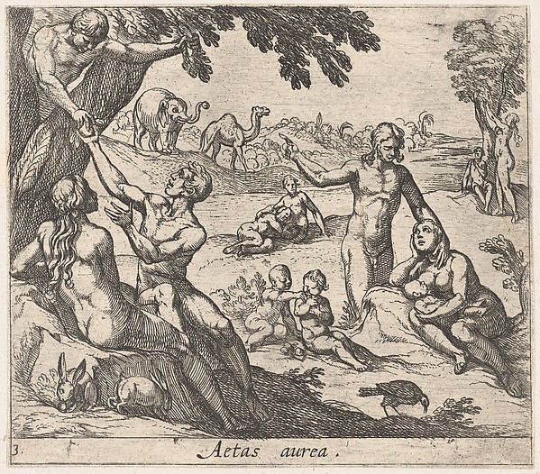 Antonio Tempesta, Plate 3: The Age of Gold (Aetas aurea), from Ovid's 'Metamorphoses'