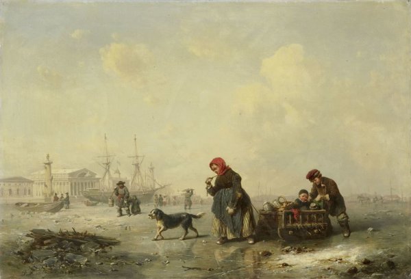 Theodor Hildebrandt, The Neva at St Petersburg (Leningrad) in the Winter