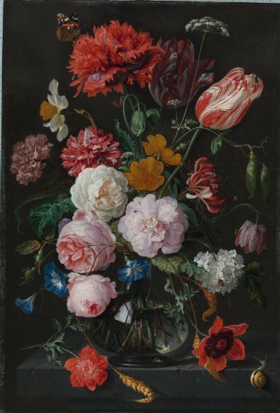 Jan Davidsz. de Heem, Still Life with Flowers in a Glass Vase