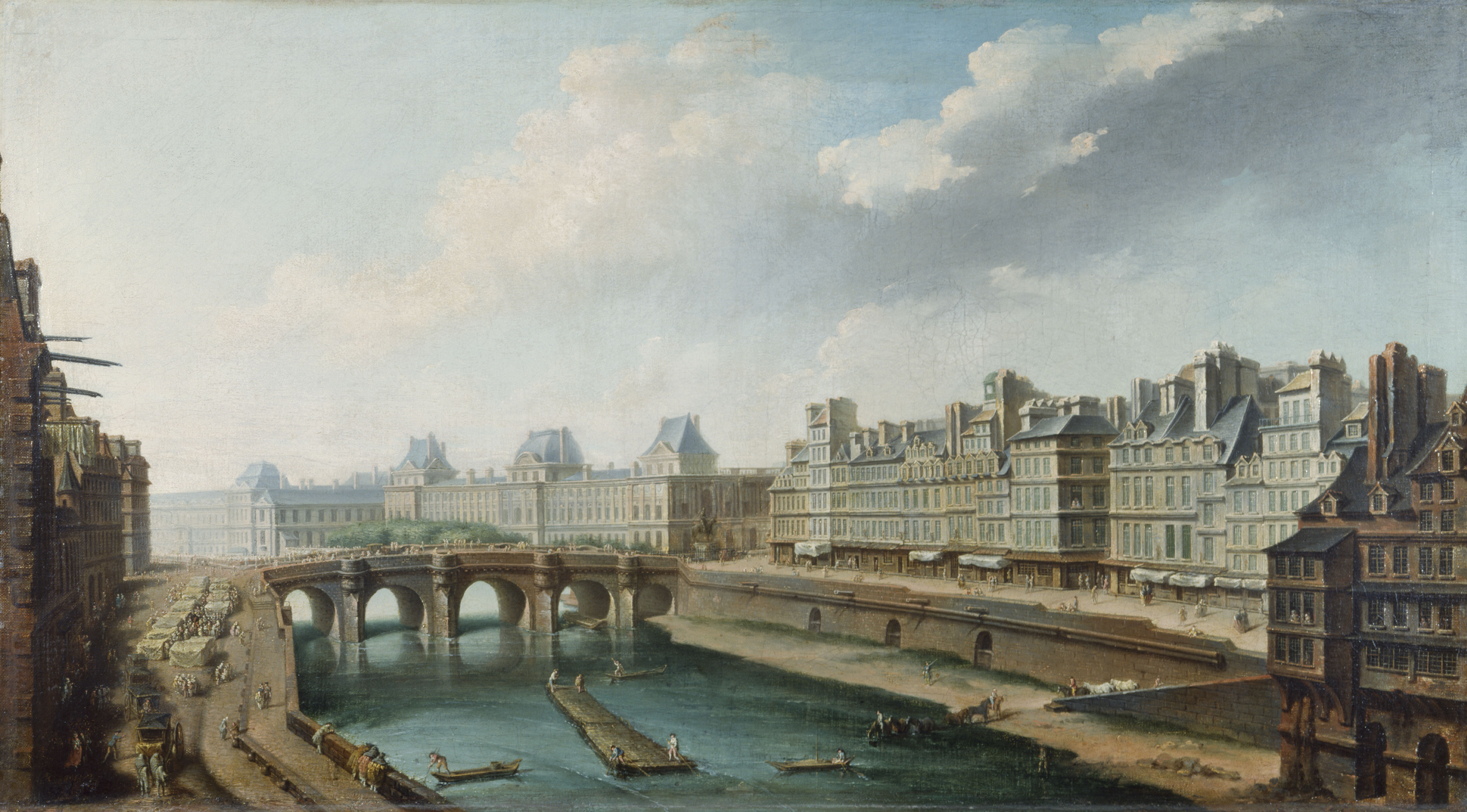 Nicolas Jean-Baptiste Raguenet, Le Louvre, le Pont-Neuf et le quai des Orfèvres, vus du quai des Grands-Augustins