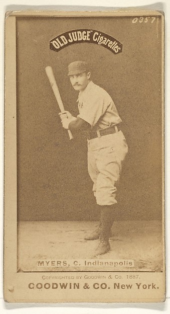 Goodwin & Company, Myers, Catcher, Indianapolis, from the Old Judge series (N172) for Old Judge Cigarettes