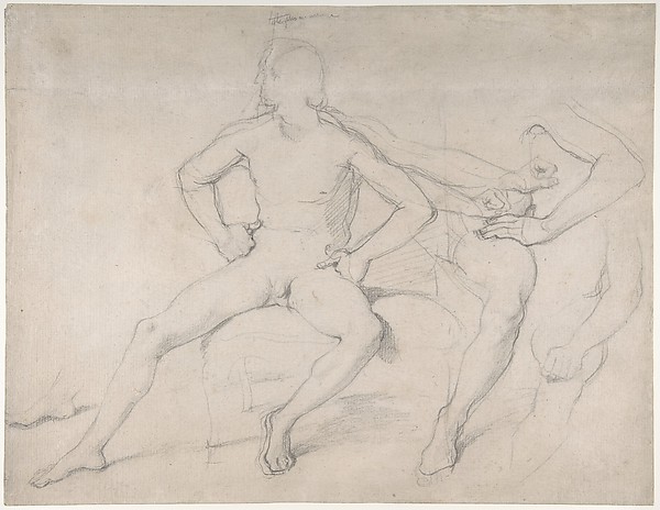 Jean Auguste Dominique Ingres, Study of a Seated Nude Male