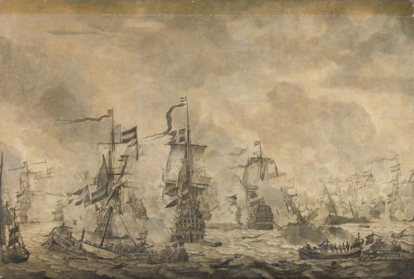 Willem van de Velde (I), Battle between the Dutch and Swedish Fleets, in the Sound, 8 November 1658