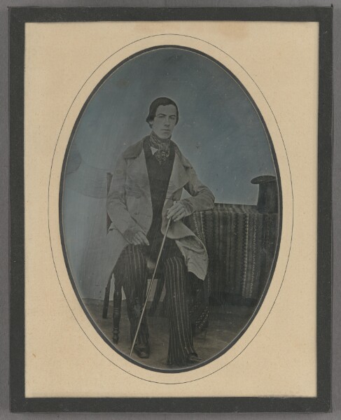 Unknown, [Portrait of a Seated Young Man with Walking Stick]