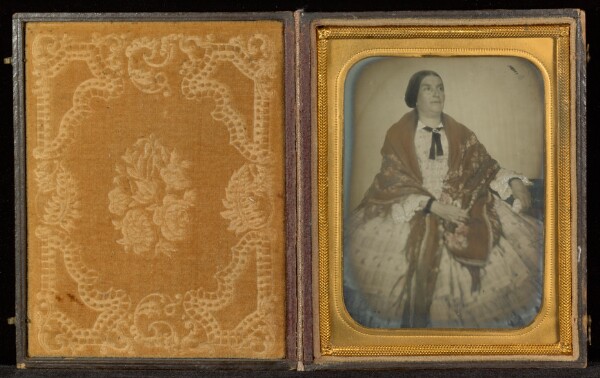Unknown, [Portrait of a Seated Woman in a White Dress and Red Shawl]