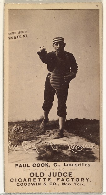 Goodwin & Company, Paul Cook, Catcher, Louisville Colonels, from the Old Judge series (N172) for Old Judge Cigarettes