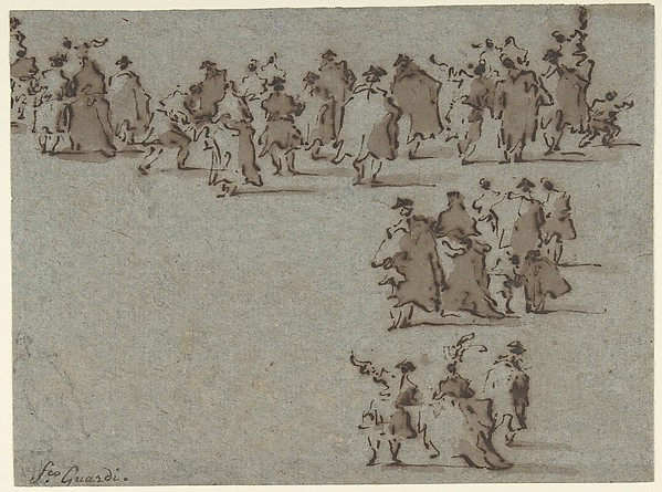 Francesco Guardi, Studies of Walking Figures