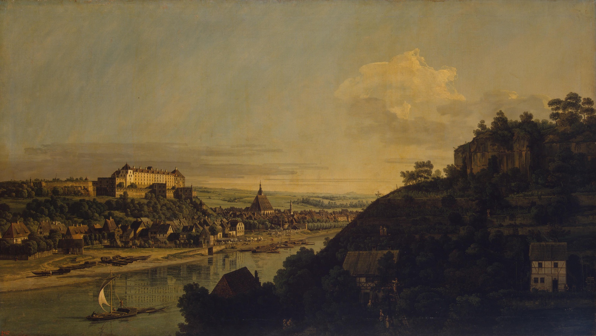 Bernardo Bellotto, View of Pirna from the Right Bank of the Elba above the Town