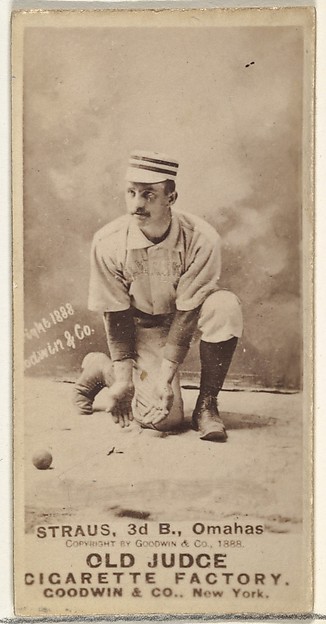Goodwin & Company, Joseph "Joe" Strauss, 3rd Base, Omaha Omahogs/ Lambs, from the Old Judge series (N172) for Old Judge Cigarettes