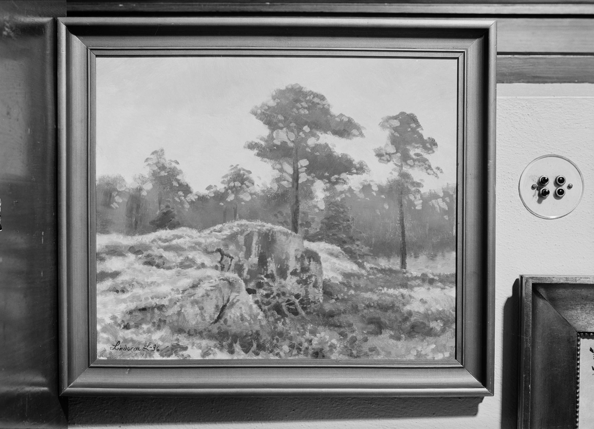 Gunnar Sundgren, Oljemålning av Lindorm Liljefors tillhörande Per Johan Högfeldt, Nyborgs gård, Håtuna socken, Uppland 1940