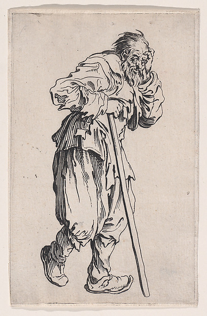 Jacques Callot, La Gueux Appuye sur son Baton (The Beggar Leaning on his Cane), from "Les Gueux suite appelée aussi Les Mendiants, Les Baroni, ou Les Barons" (The Beggars, also called the Barons)