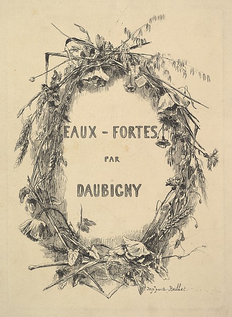 Charles-François Daubigny, Wreath of Wildflowers, title for "Eaux-Fortes par Daubigny"