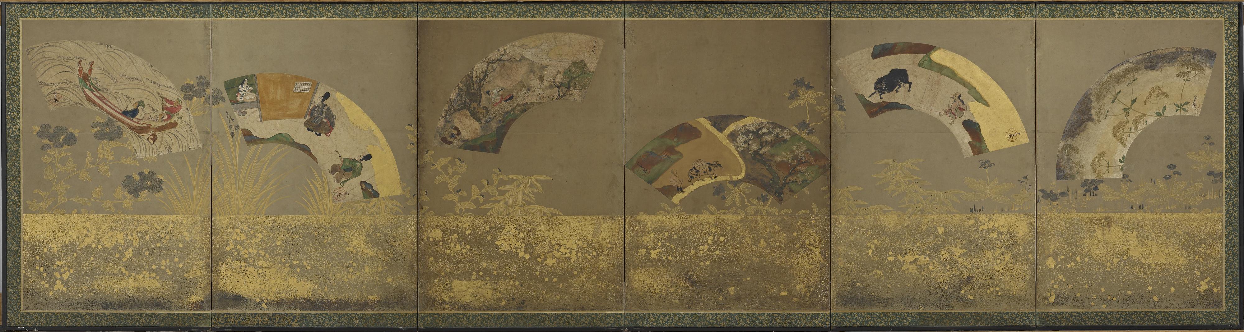 Tawaraya Sotatsu, Six fan papers: miscellaneous subjects