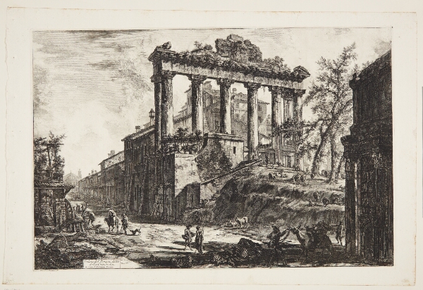 Giovanni Battista Piranesi, Det såkaldte Concordia-tempel, med Saturn-templet og Septimius Severus' triumfbue til højre
