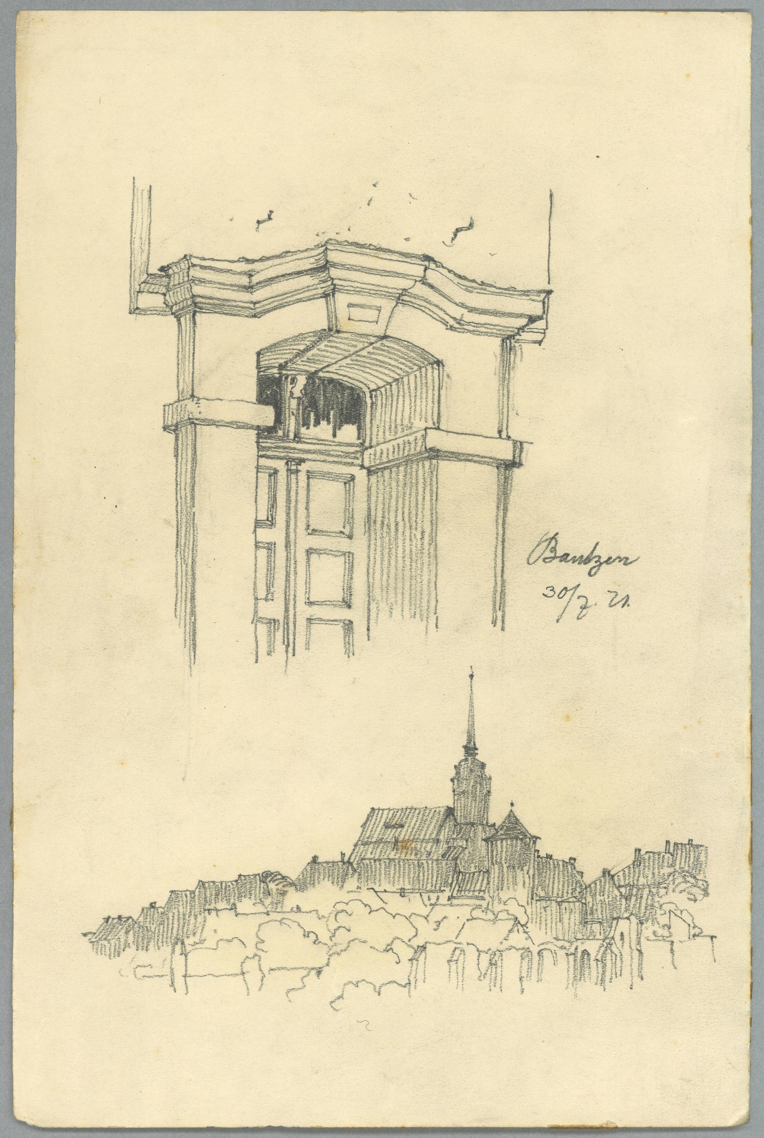Otto Stiehl, Bautzen: Hauseingang und Stadtsilhouette