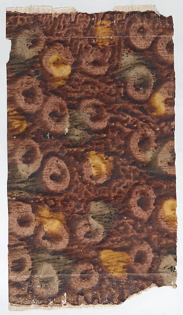 Anonymous, Paste paper with purple, yellow, and green patterns